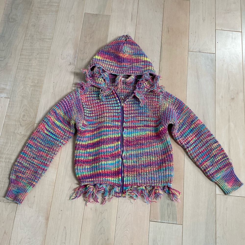 Tweenstyle by Stoopher girls colorful knit hoodie sweater jakcet